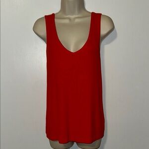 CAbi Red Ribbed Sleeveless Tank Top Women’s Small S